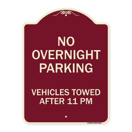 No Overnight Parking Vehicles Towed After 11 Pm Heavy-Gauge Aluminum Architectural Sign